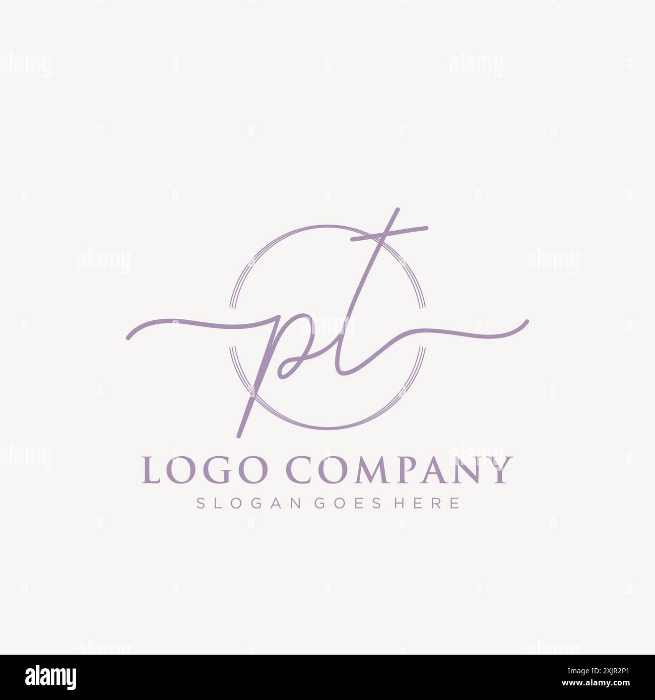 PT Initial handwriting with brush circle logo Stock Vector