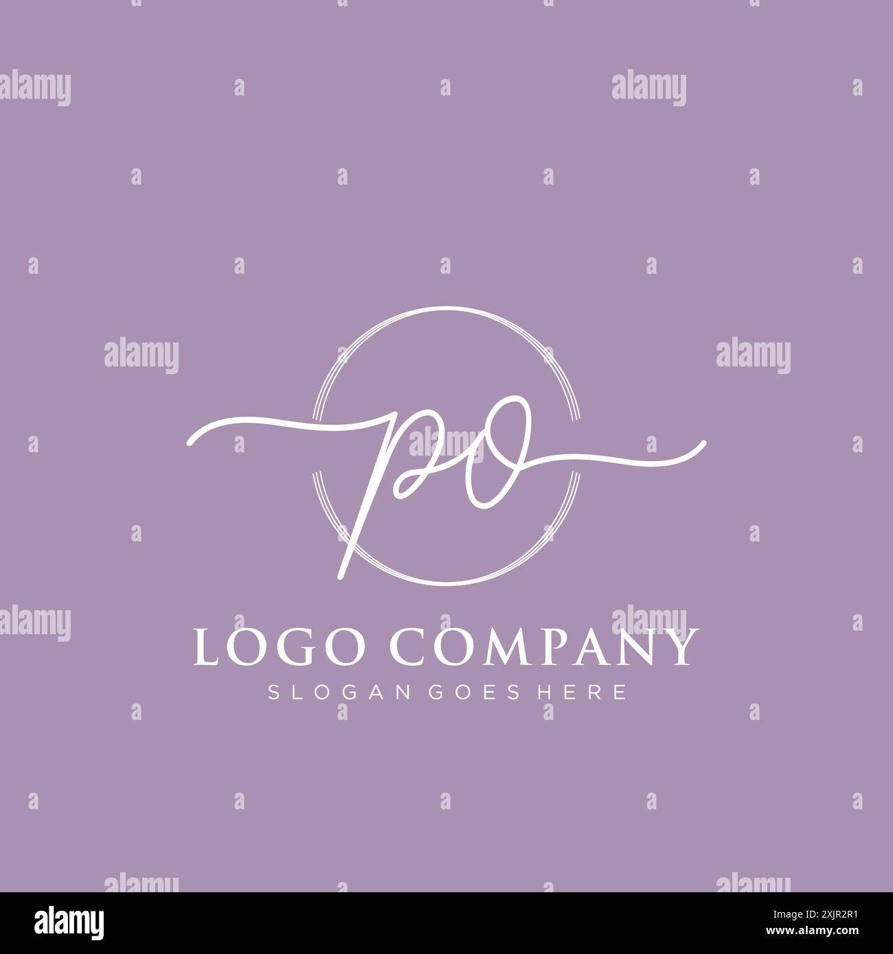 PO Initial handwriting with brush circle logo Stock Vector