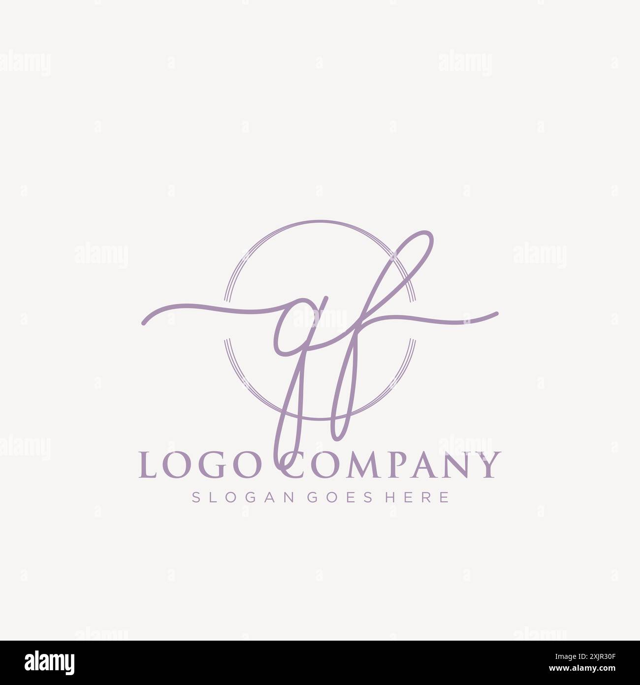 QF Initial handwriting with brush circle logo Stock Vector