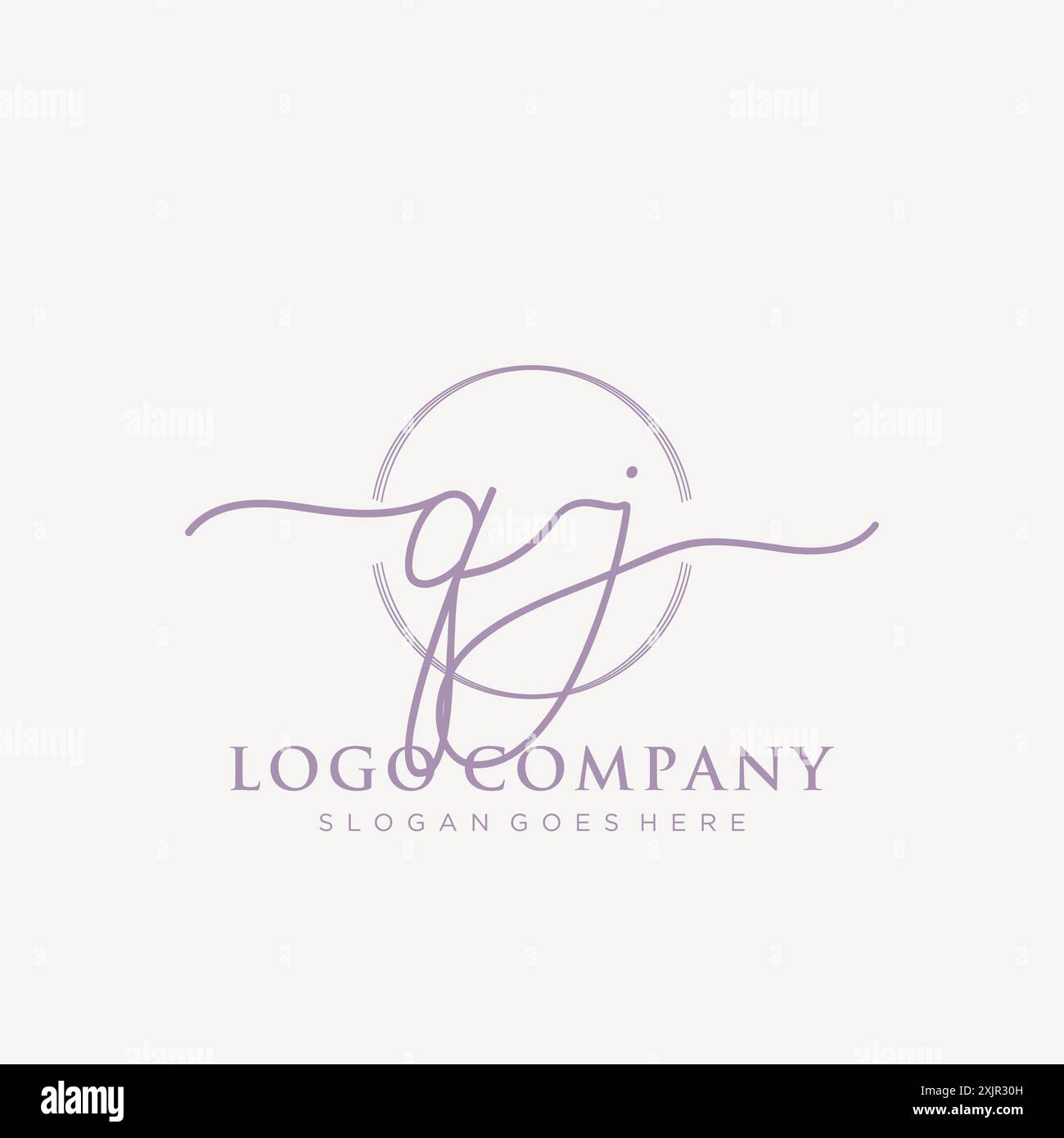 QJ Initial handwriting with brush circle logo Stock Vector