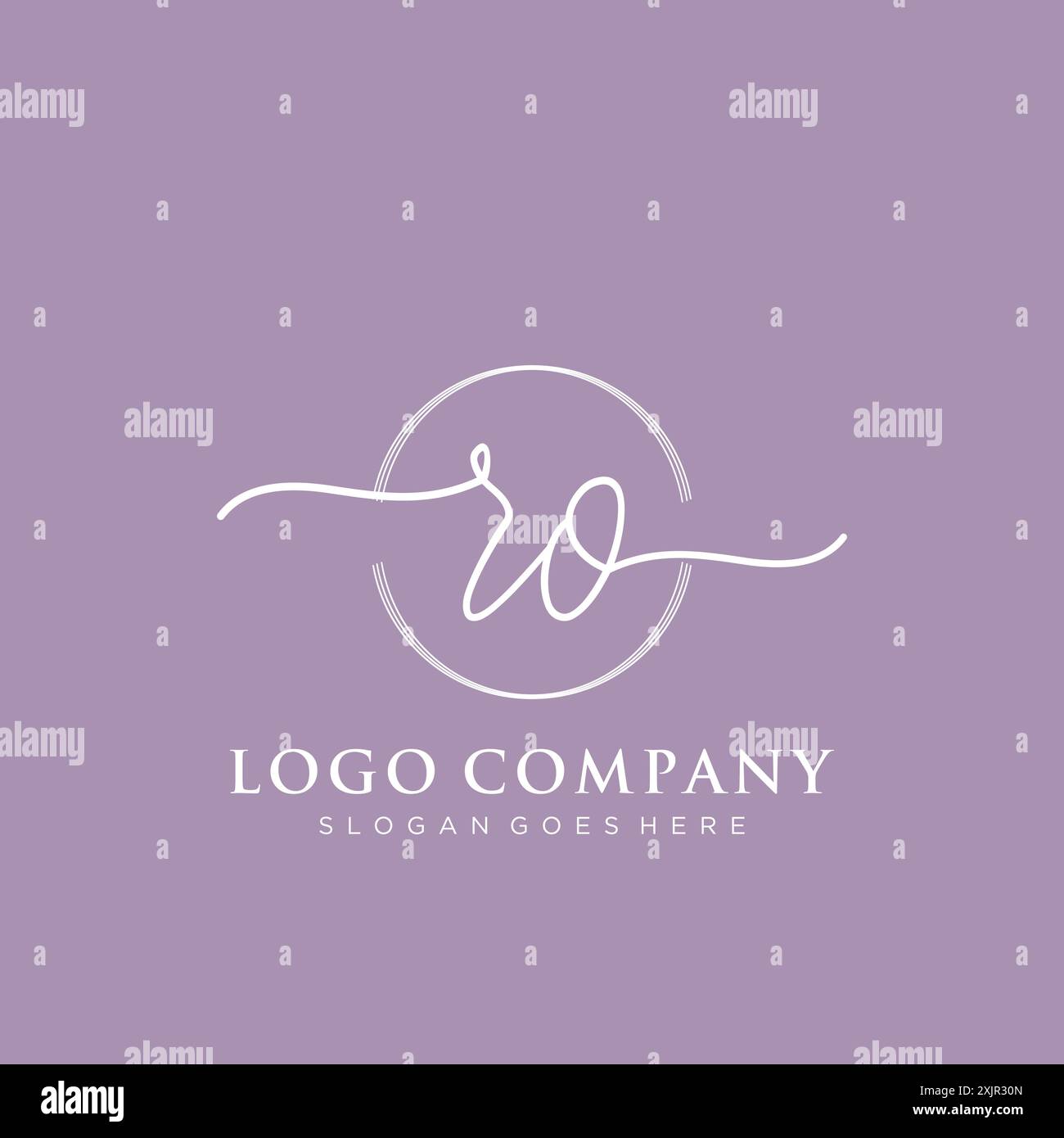 RO Initial handwriting with brush circle logo Stock Vector