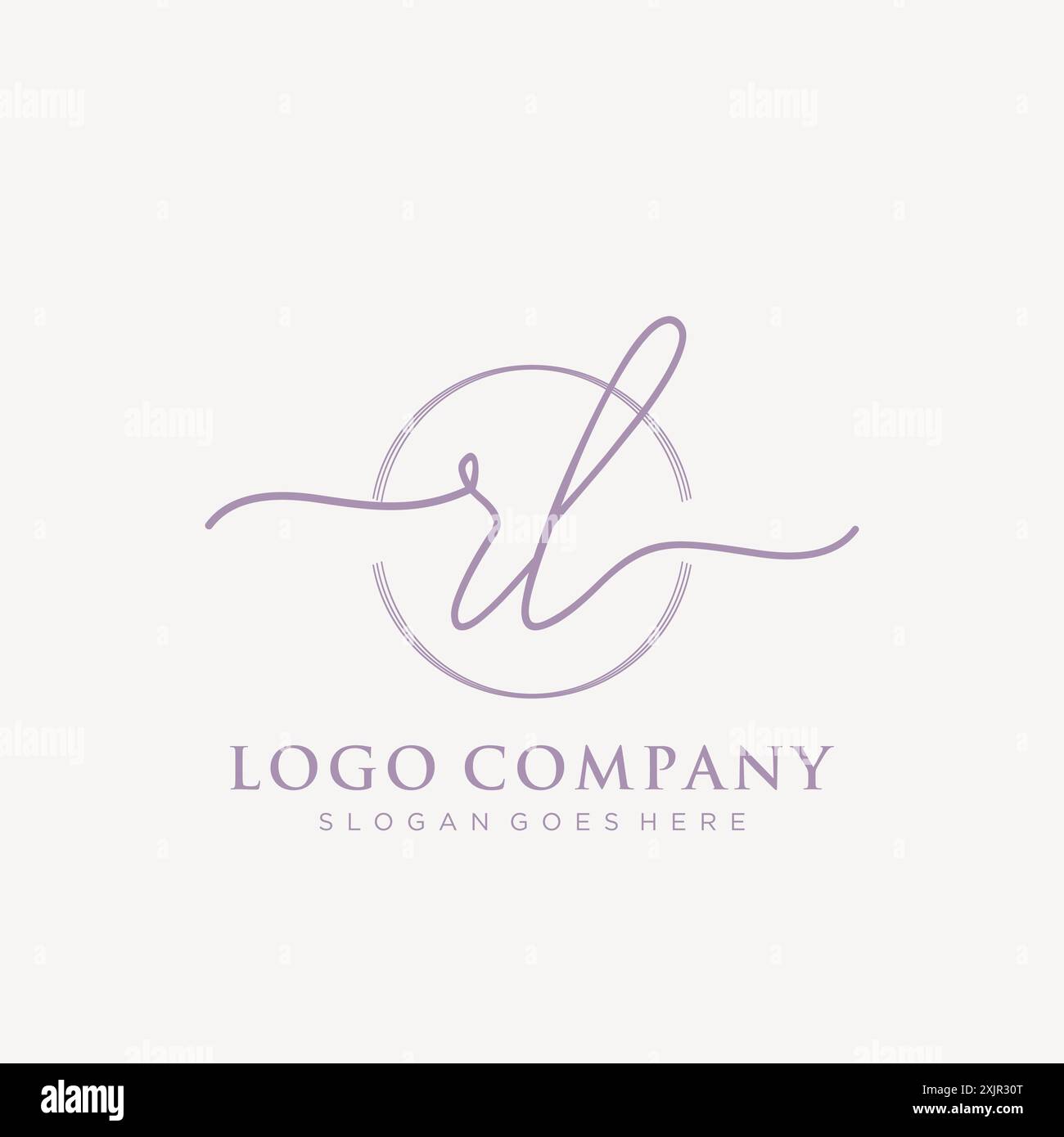 RL Initial handwriting with brush circle logo Stock Vector
