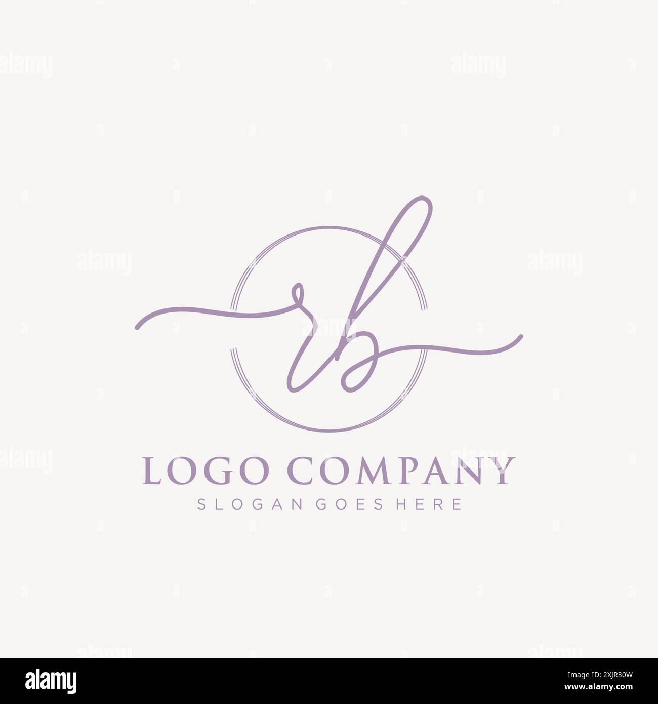RB Initial handwriting with brush circle logo Stock Vector