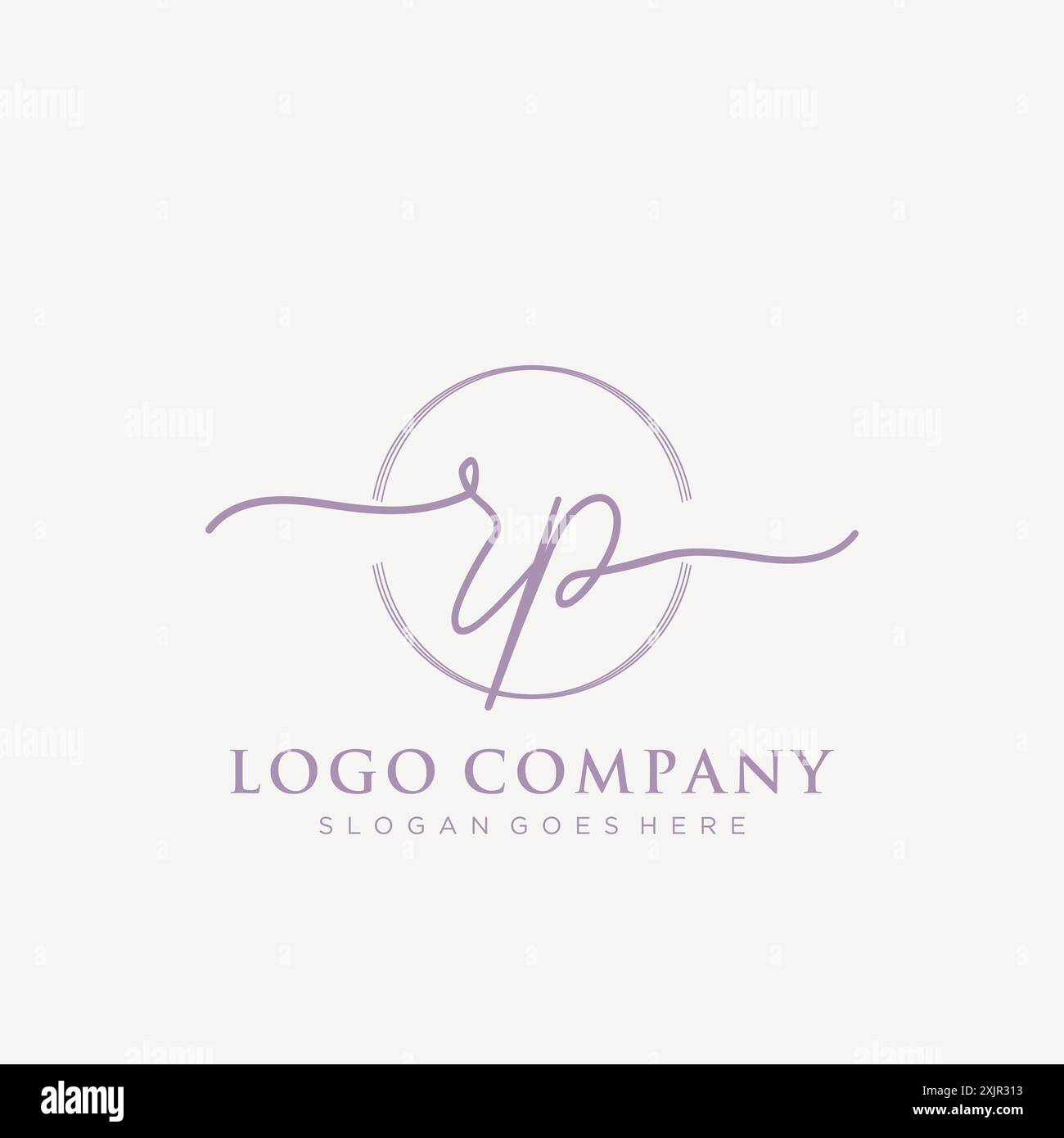 RP Initial handwriting with brush circle logo Stock Vector