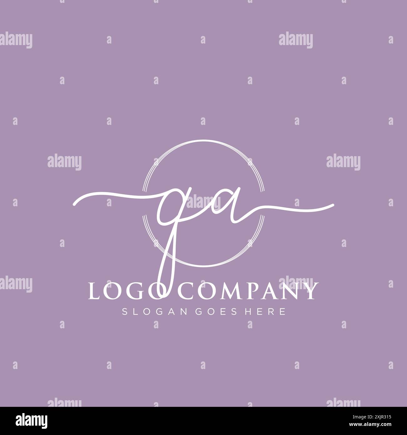 QA Initial handwriting with brush circle logo Stock Vector