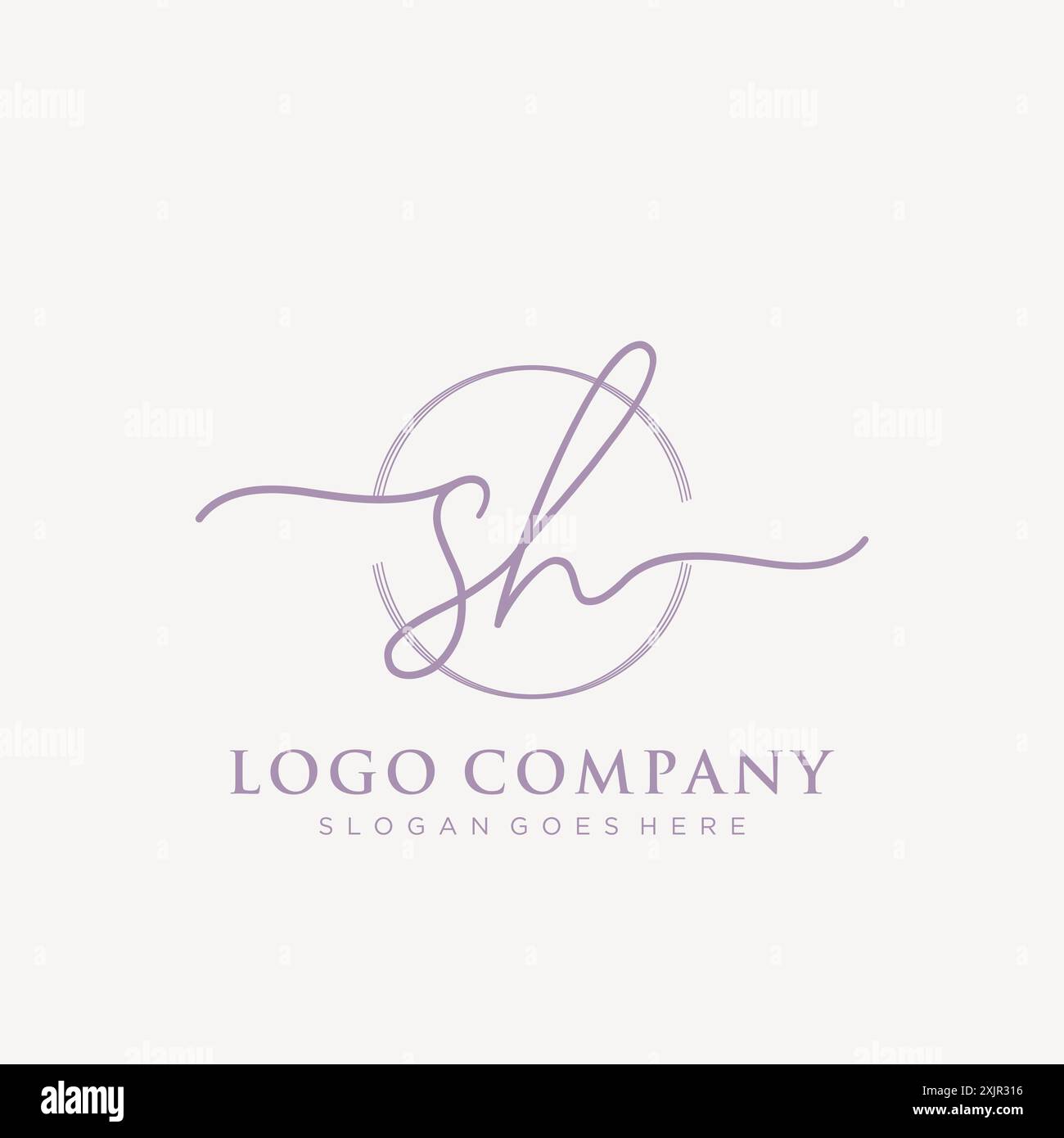 SH Initial handwriting with brush circle logo Stock Vector
