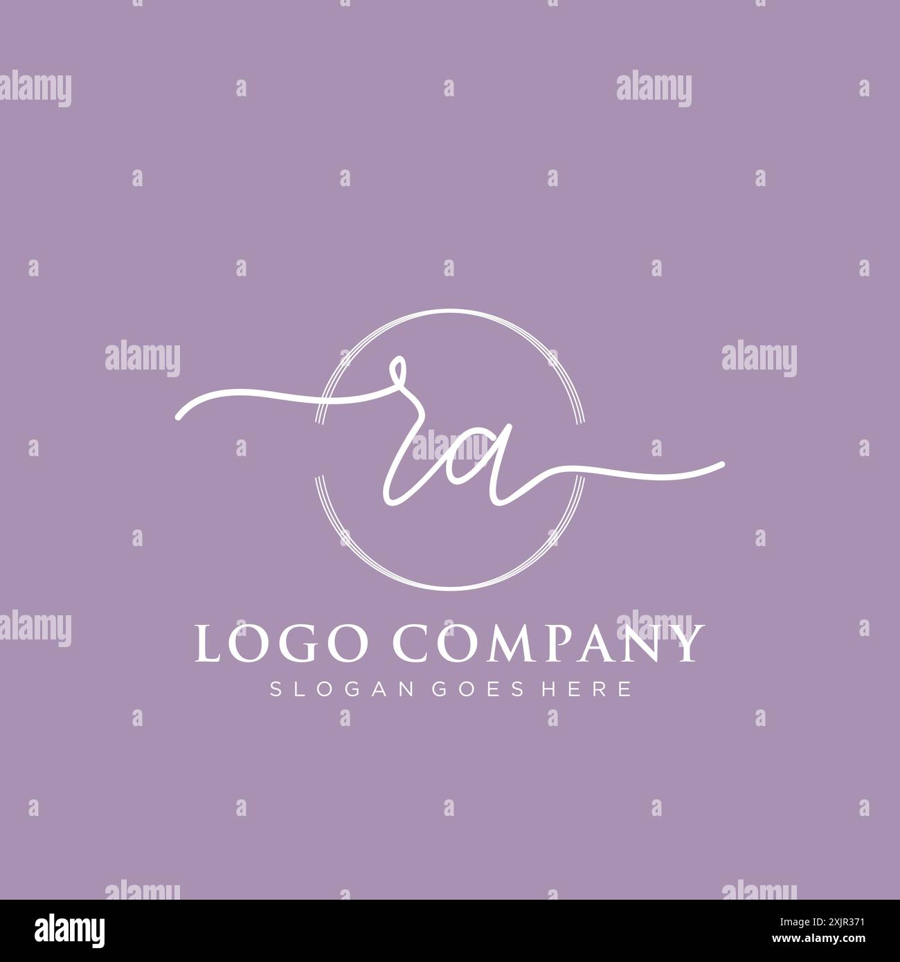 RA Initial handwriting with brush circle logo Stock Vector