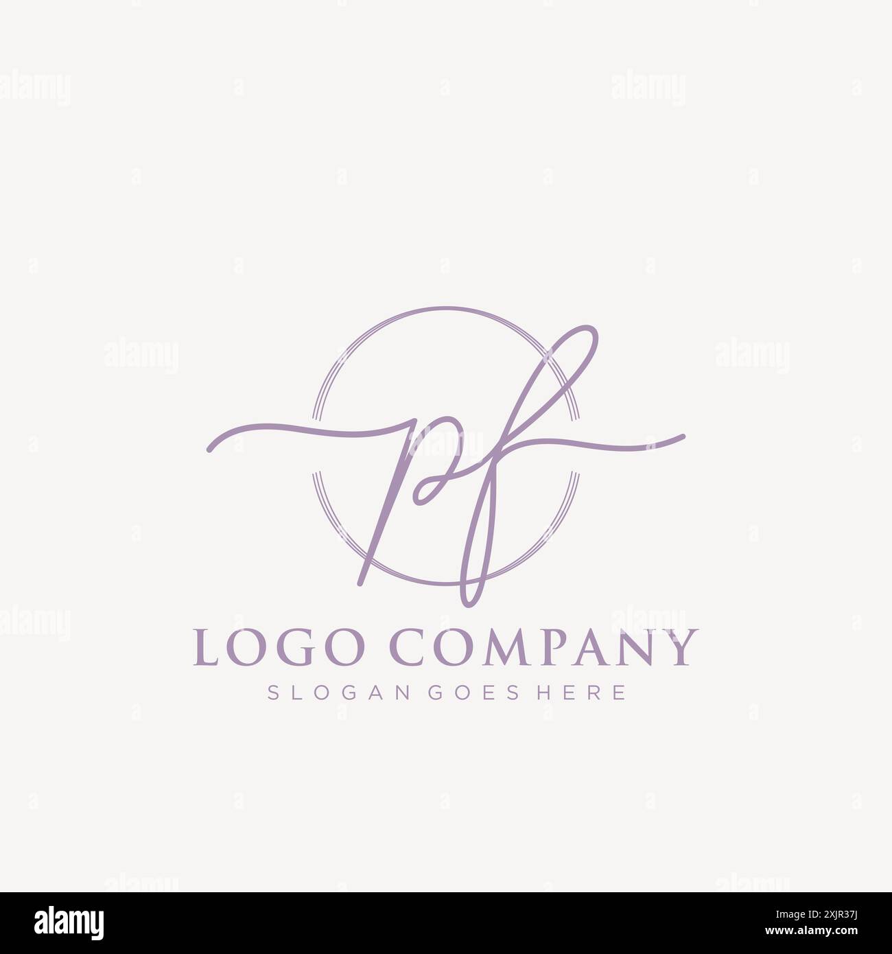 PF Initial handwriting with brush circle logo Stock Vector
