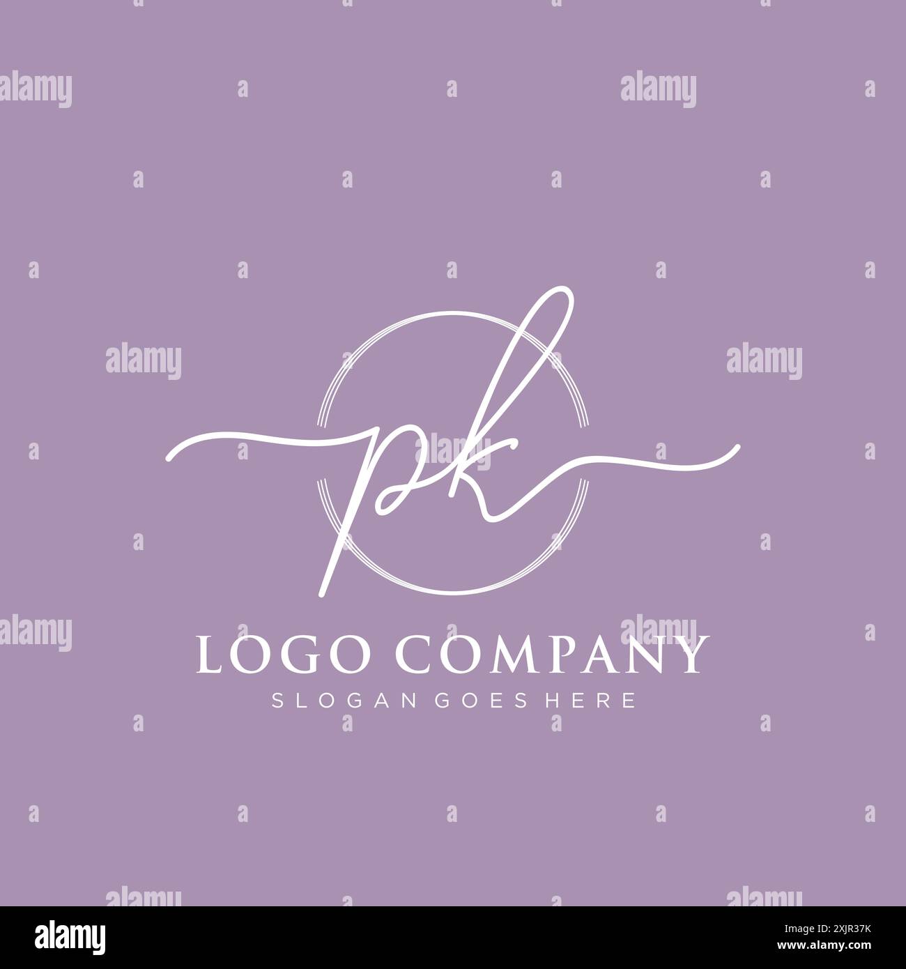 PK Initial handwriting with brush circle logo Stock Vector