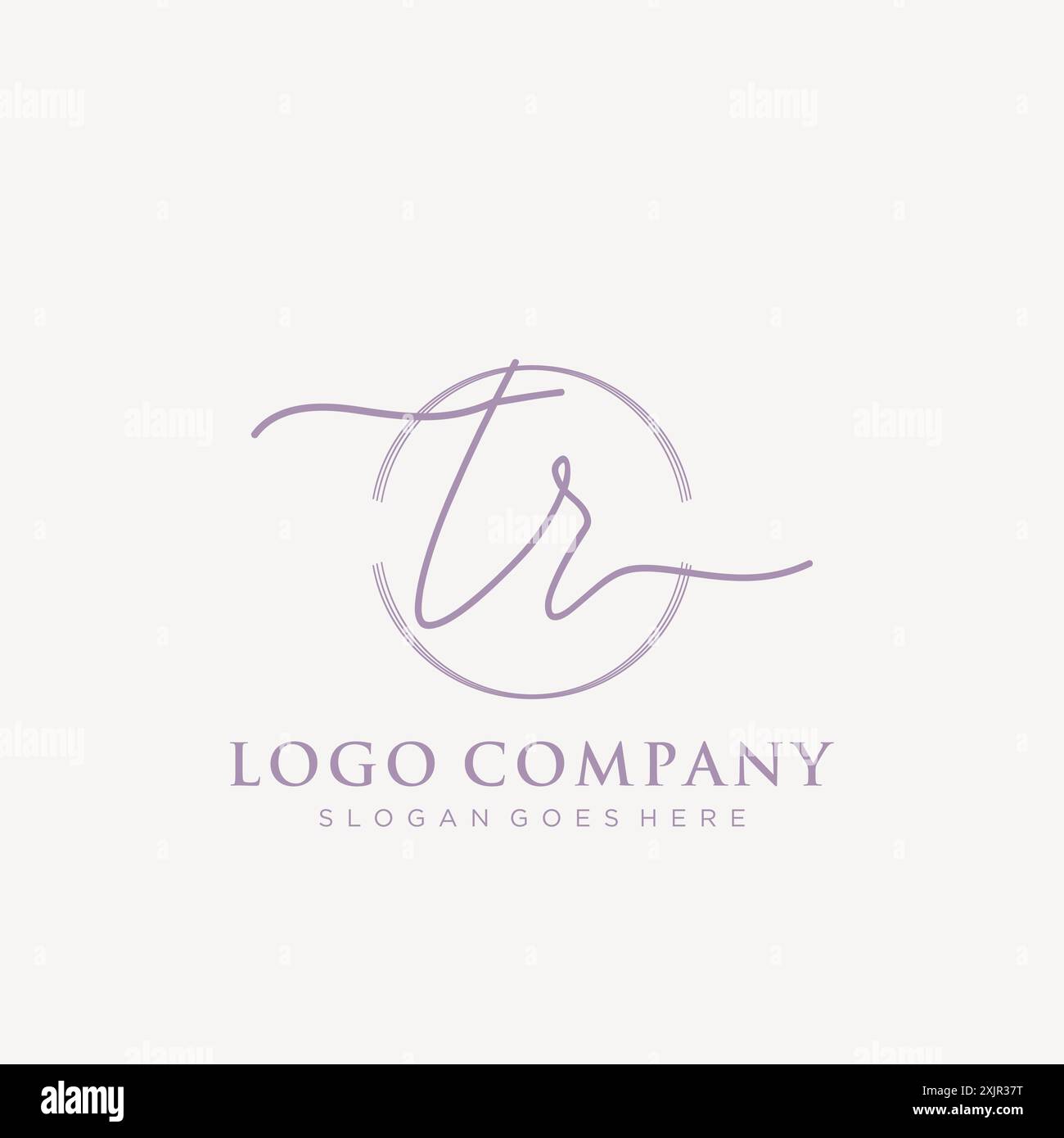 TR Initial handwriting with brush circle logo Stock Vector