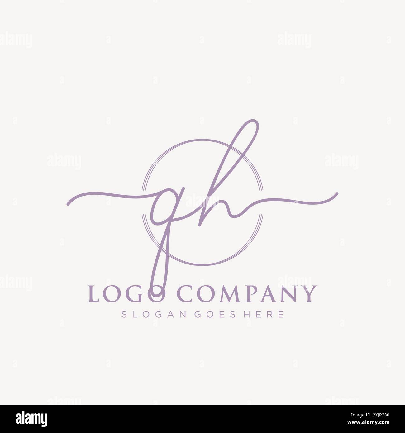 QH Initial handwriting with brush circle logo Stock Vector