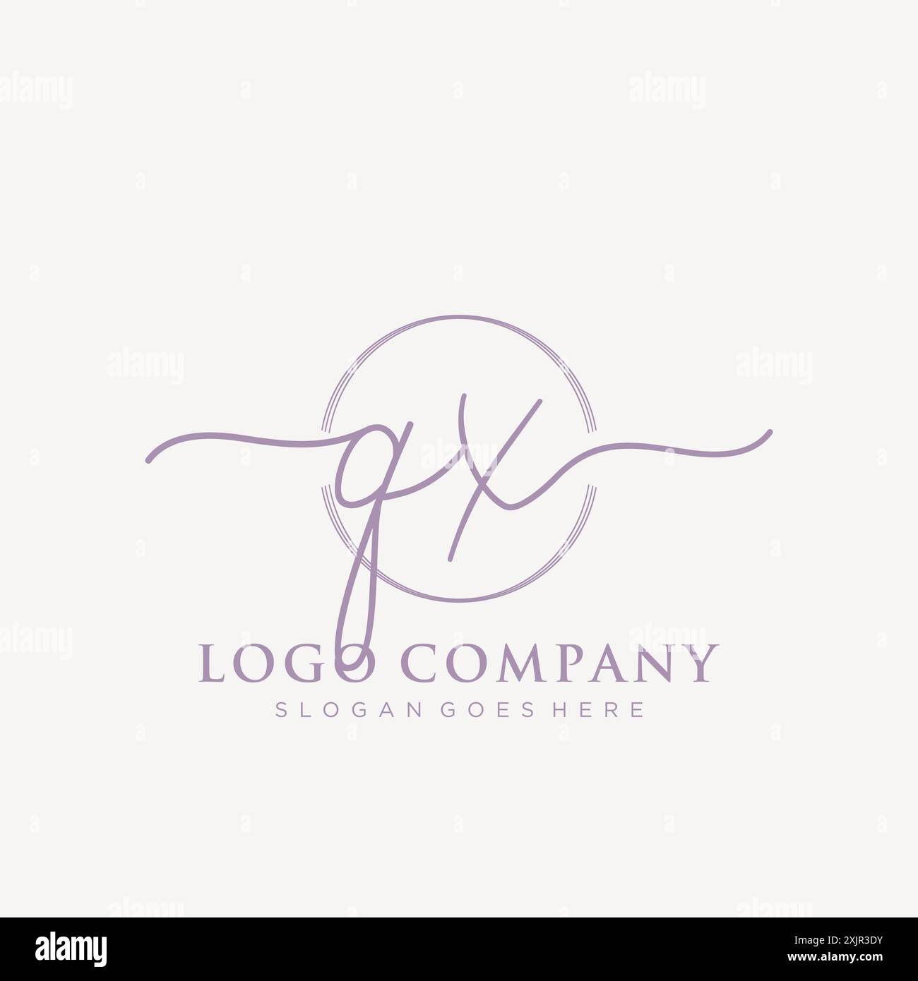 QX Initial handwriting with brush circle logo Stock Vector