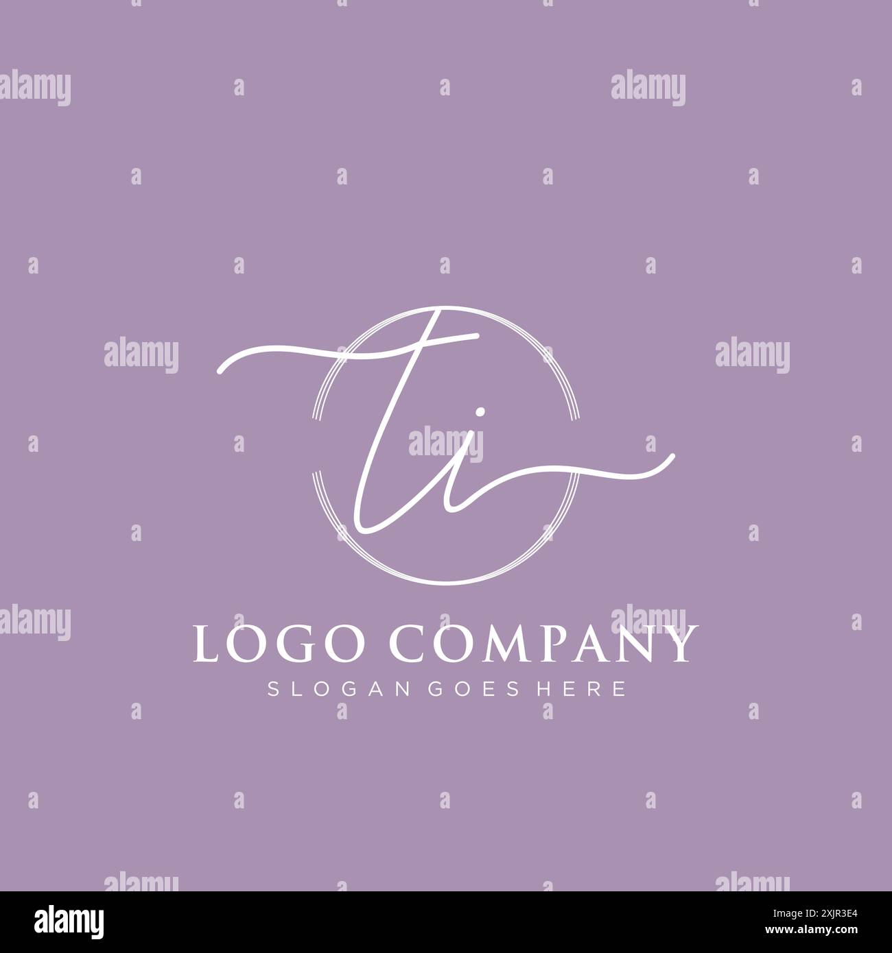 TI Initial handwriting with brush circle logo Stock Vector