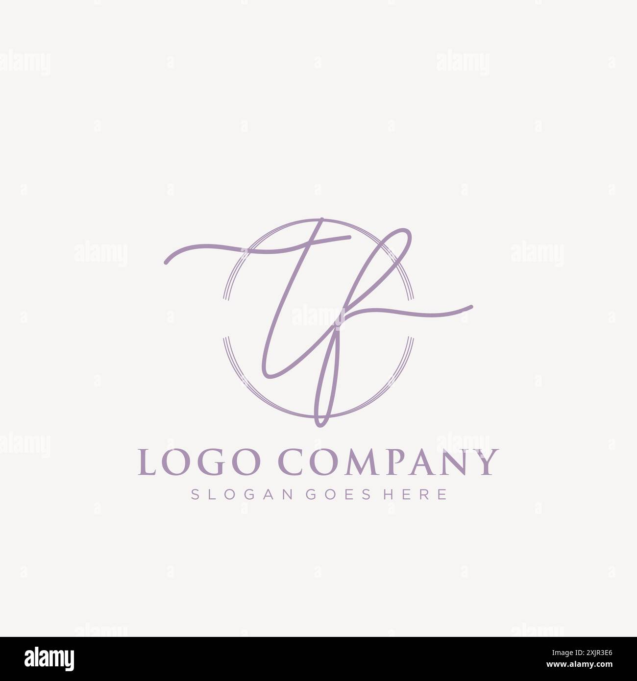 TF Initial handwriting with brush circle logo Stock Vector