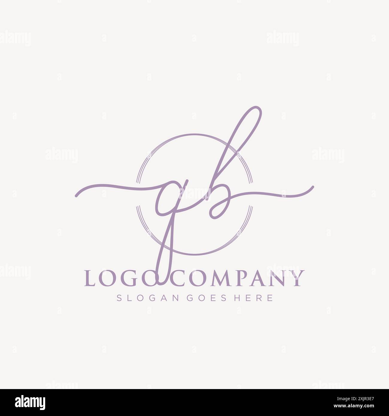 QB Initial handwriting with brush circle logo Stock Vector