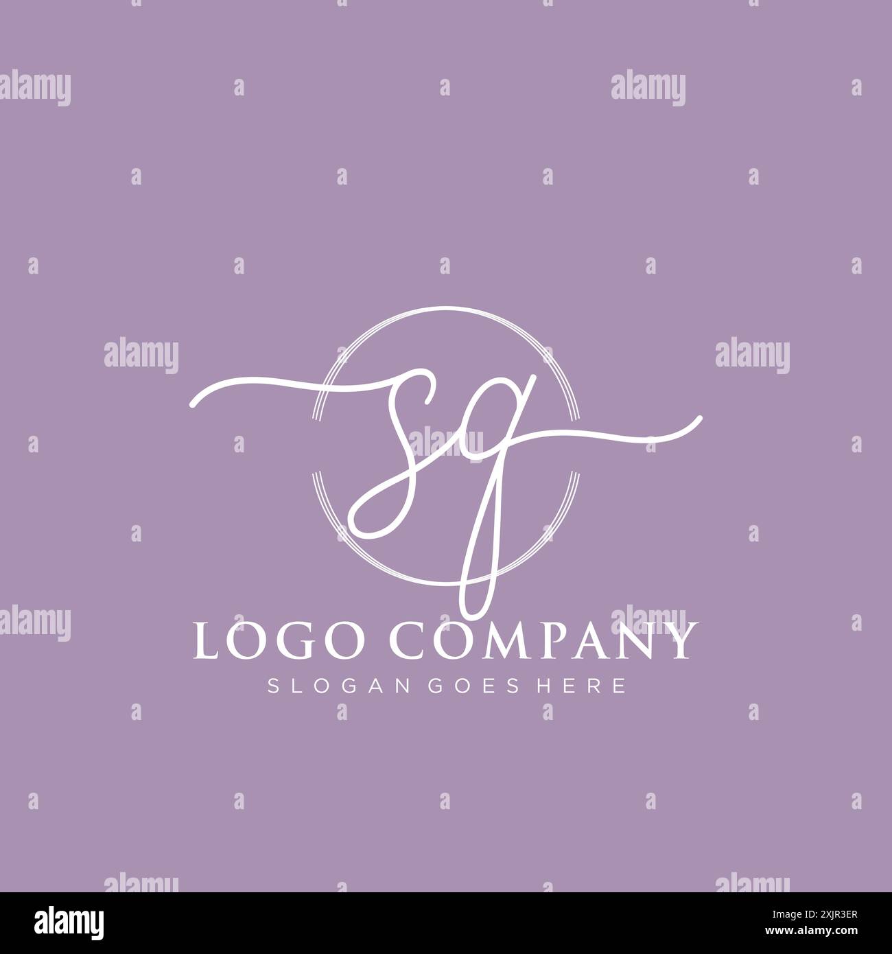 SQ Initial handwriting with brush circle logo Stock Vector