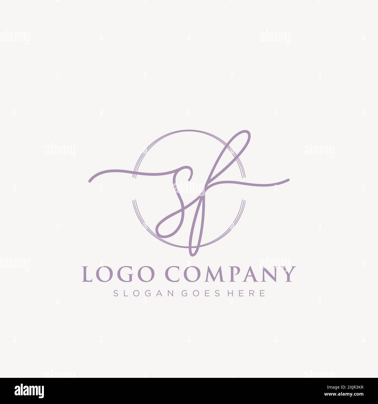 SF Initial handwriting with brush circle logo Stock Vector