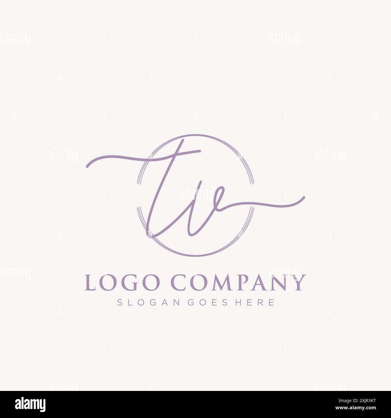 TV Initial handwriting with brush circle logo Stock Vector