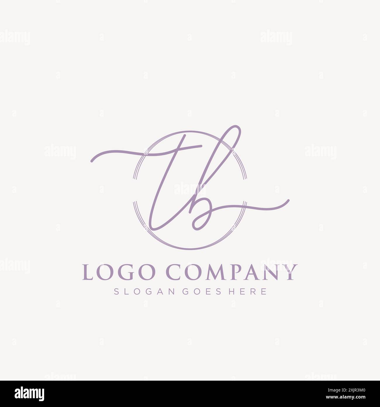 TB Initial handwriting with brush circle logo Stock Vector