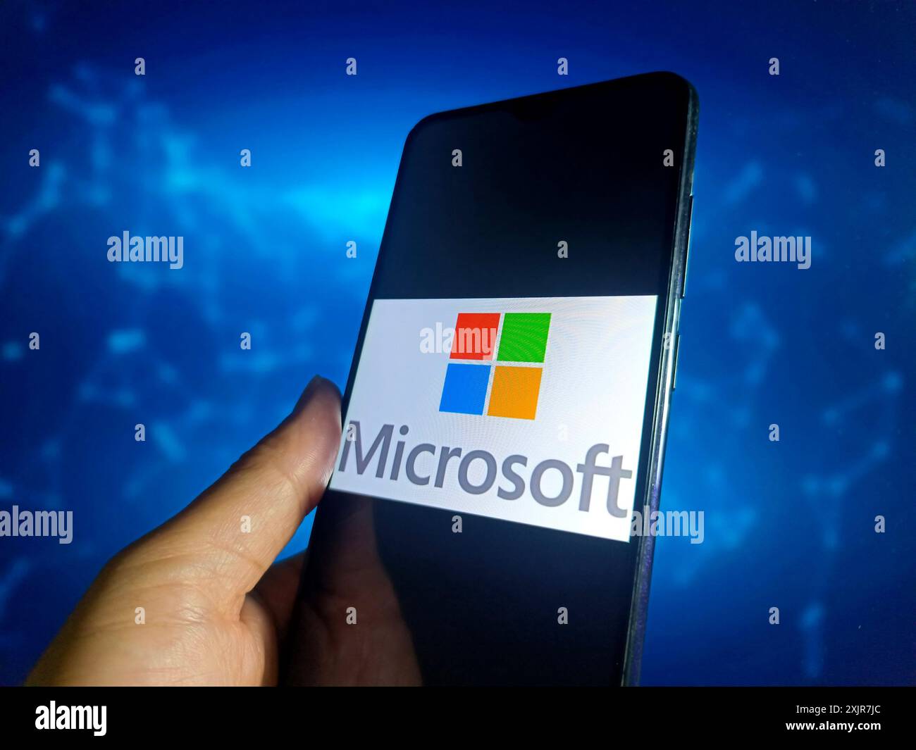SUQIAN, CHINA - JULY 20, 2024 - Illustration Microsoft Blue Screen of Death, July 20, 2024, Suqian city, Jiangsu Province, China. Stock Photo