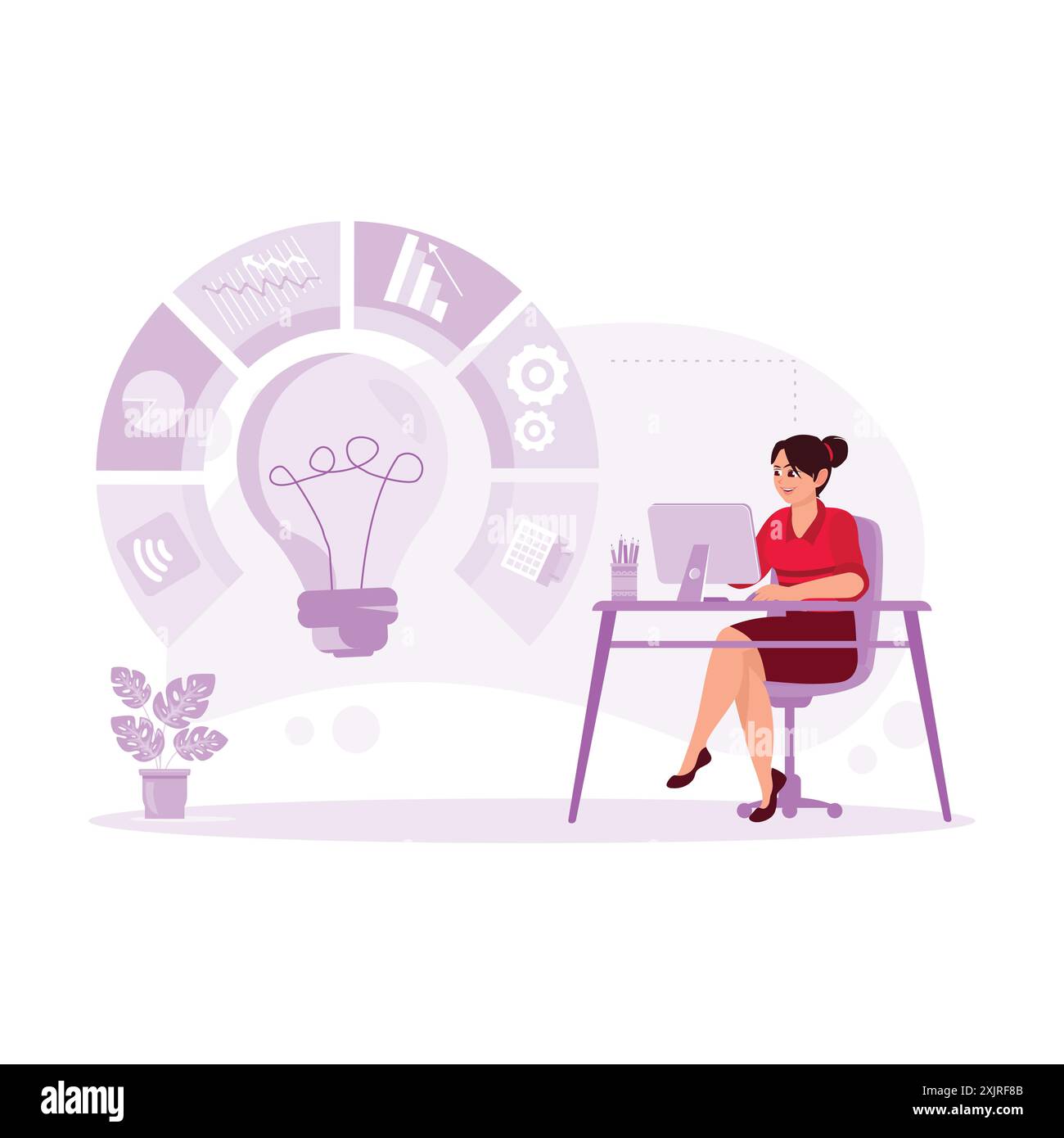 Confident caucasian businesswoman using Stock Vector Images - Alamy