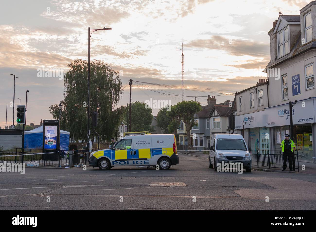 Murder scene, Weslcliff on Sea, 19 July, 2024. Police cordon, Hamlet