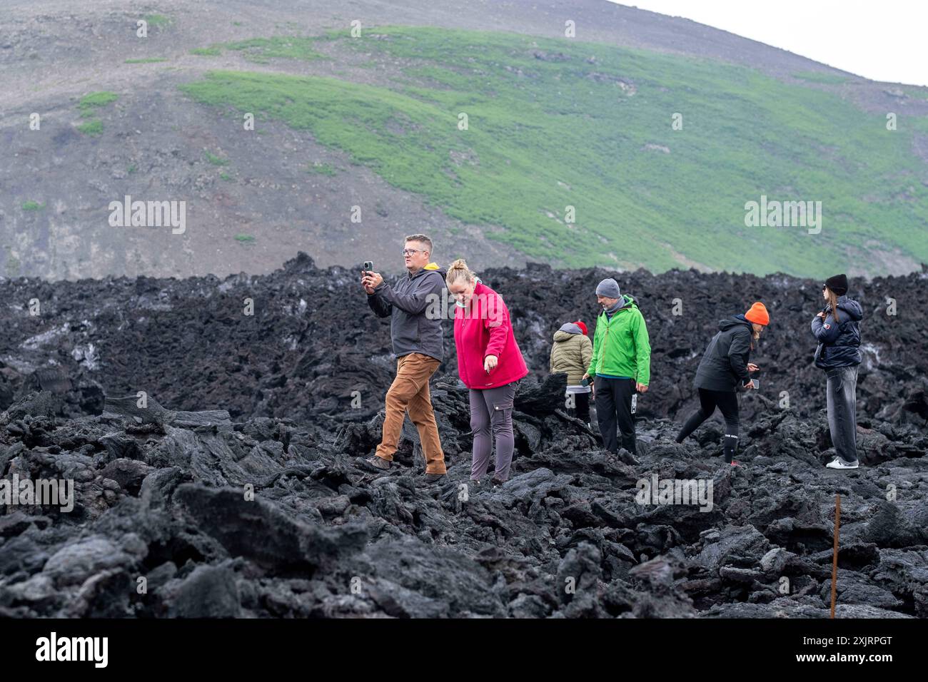 The Gateway to Hell - Hekla, Highlands, South Iceland The ancient volcano  of Krakatindur sits in the shadow of a snow topped Hekla in the Highlands  of Iceland. Hekla is an active, image size:1300x956