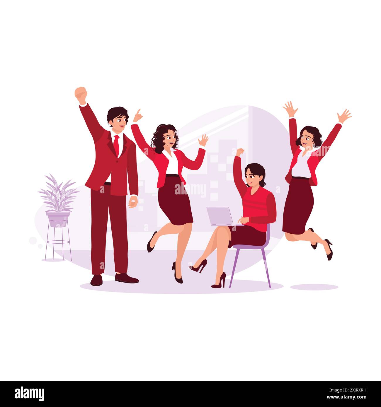Group successful cheerful asian Stock Vector Images - Alamy