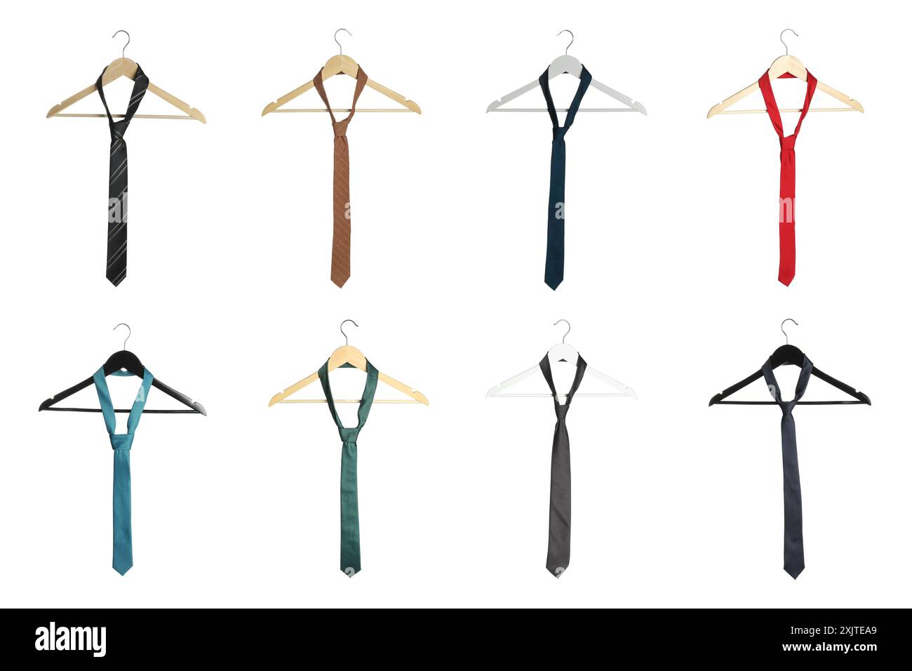 Many different ties isolated on white, set Stock Photo