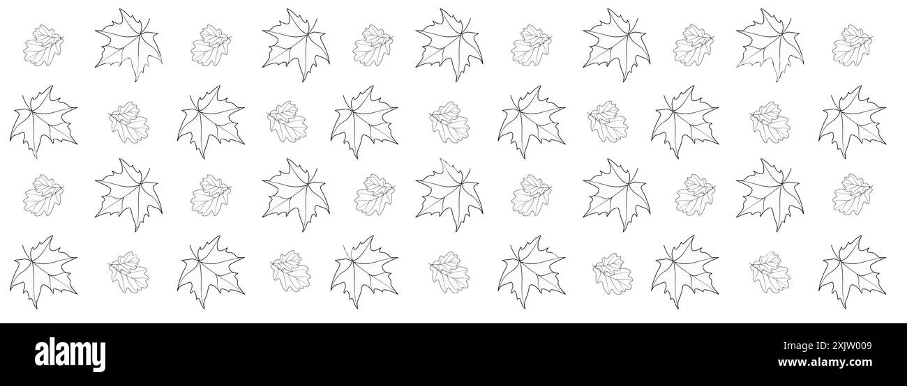 Seamless background of autumn leaves. Pattern of black and white tree ...