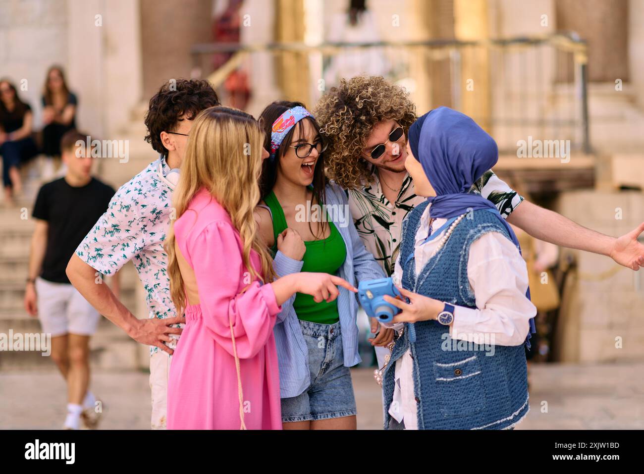 Adventurous Capture: Group of Tourists Exploring Iconic Landmarks Stock ...