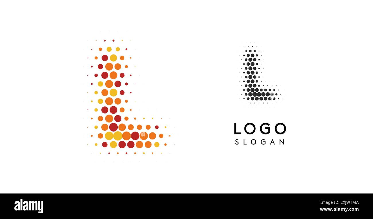 Abstract letter L logo with orange to red gradient dots, modern ...