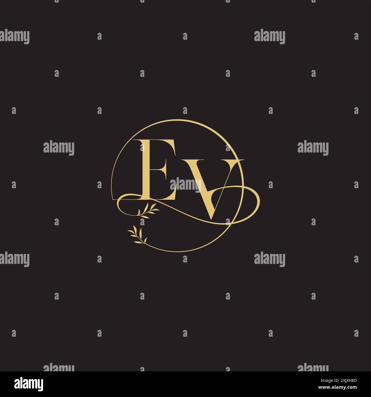 luxury concept EV circle and organic style wedding monogram design ...