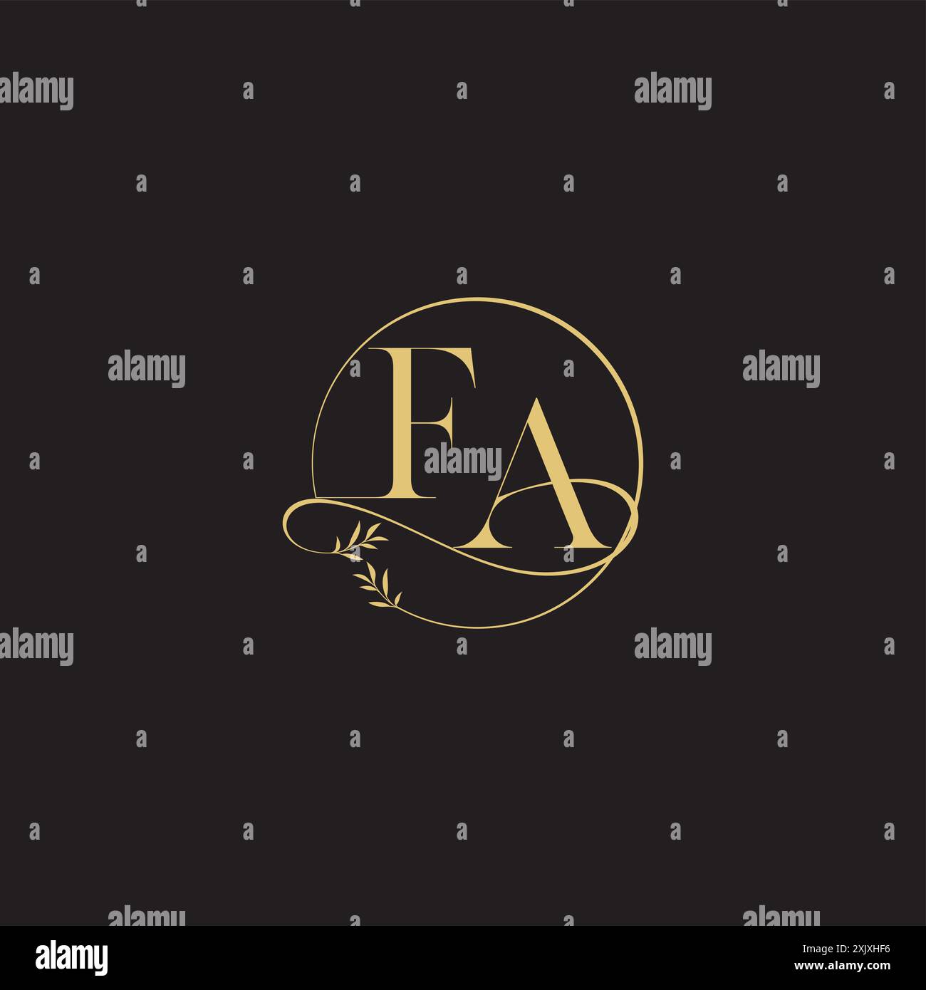 luxury concept FA circle and organic style wedding monogram design ...
