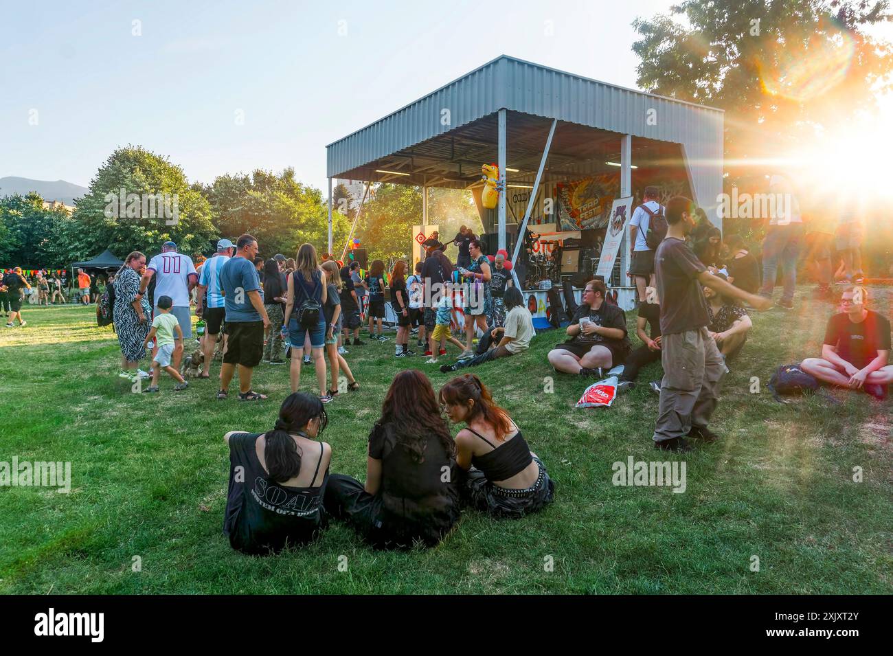 concert of neighbourhood rock band; Sofia,Bulgaria,Europe Stock Photo