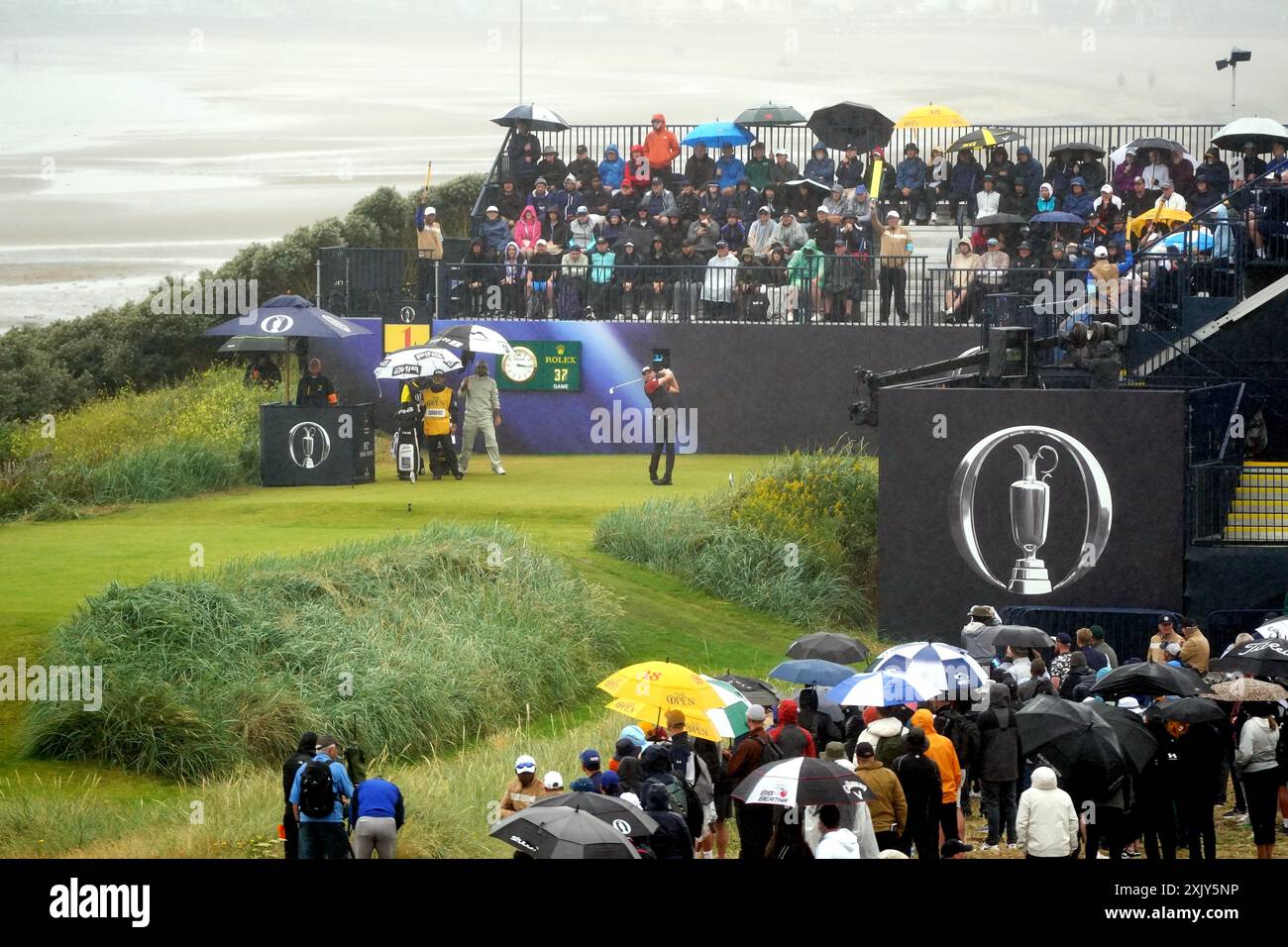 Canada's Corey Conners tees off the 1st during day three of The Open at Royal Troon, South Ayrshire, Scotland. Picture date: Saturday July 20, 2024. Stock Photo