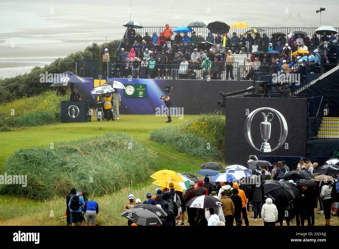 Canada's Corey Conners tees off the 1st during day three of The Open at Royal Troon, South Ayrshire, Scotland. Picture date: Saturday July 20, 2024. Stock Photo