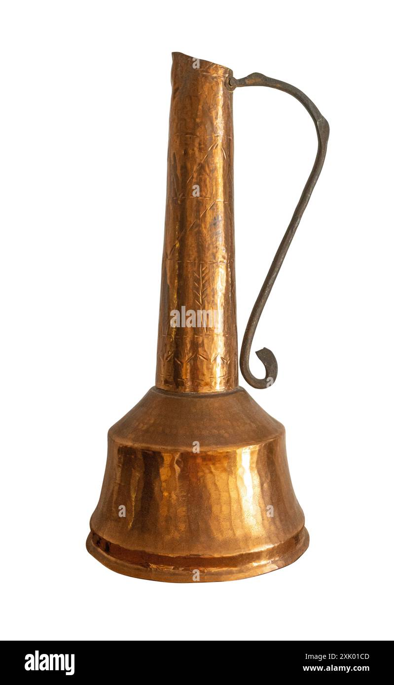 old copper jug isolated on white background with clipping path Stock Photo