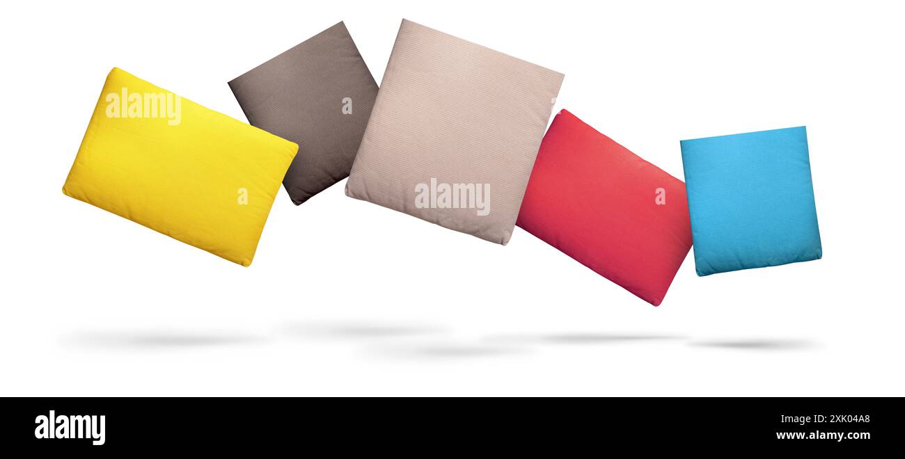 Colour Fabric Pillows puffy isolated on White Background Stock Photo