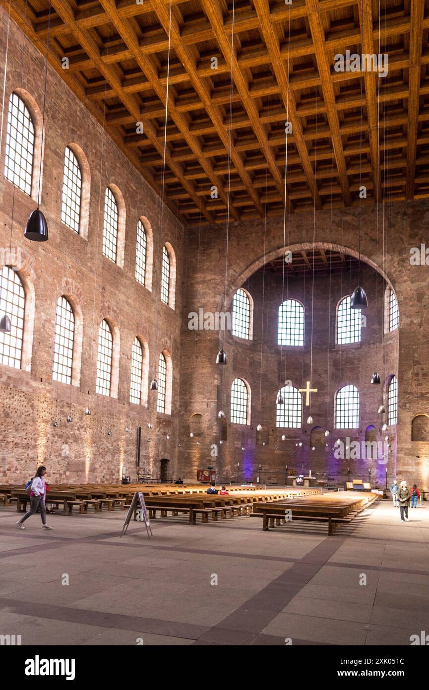 Interior of Aula Palatina, Basilica of Constantine, 300-310 CE, now Protestant Church of the Redeemer, Trier, Rheinland-Pfalz, Germany Stock Photo