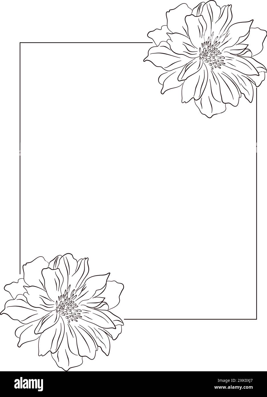 Rectangular floral border frame template with decorated corners Stock ...