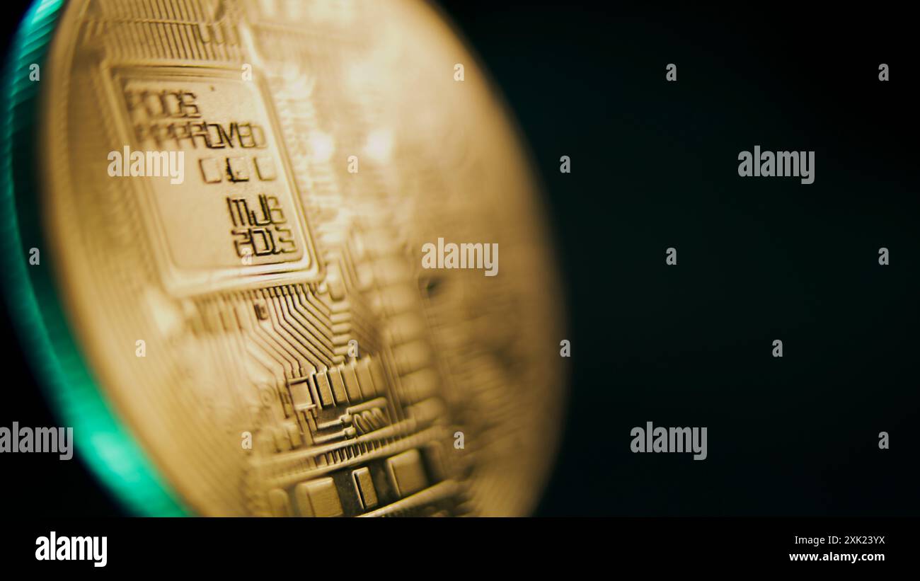 Bitcoin Crypto Currency - Golden Bitcoin Spinning In Front Of Bunch Of  Bitcoins Isolated On White Background. Copy Space. Virtual money concept.  Minin Stock Photo - Alamy