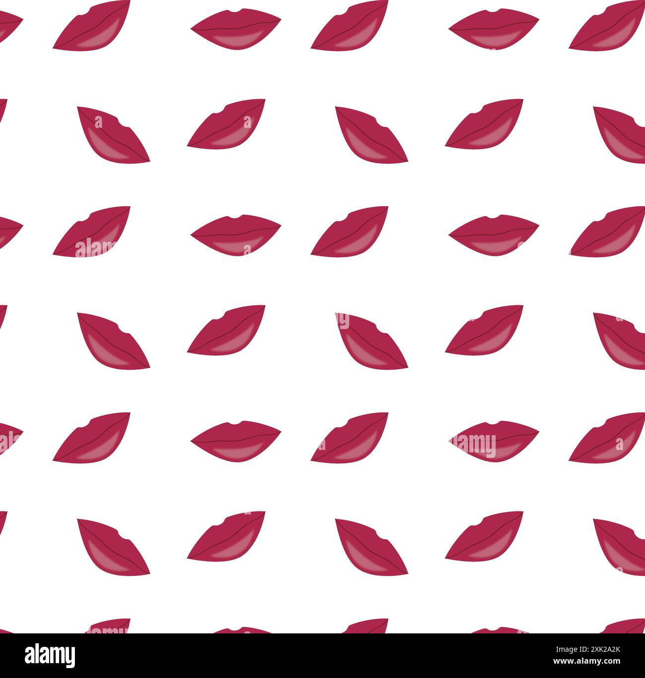 Seamless repeating pattern of lips on a white background Stock Vector
