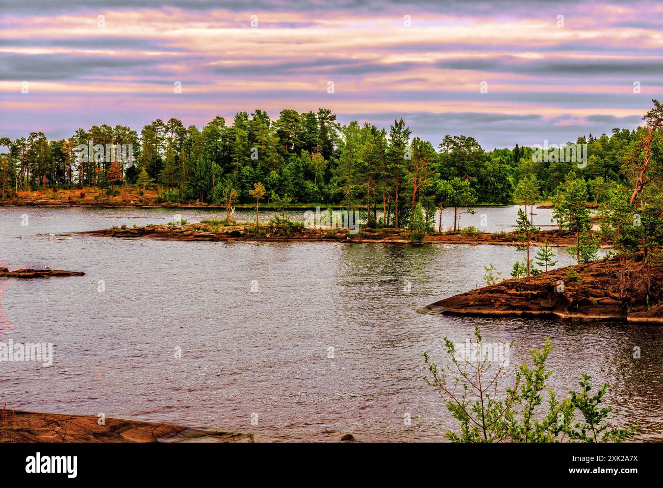 Islands of the Valaam archipelago on Lake Ladoga Stock Photo