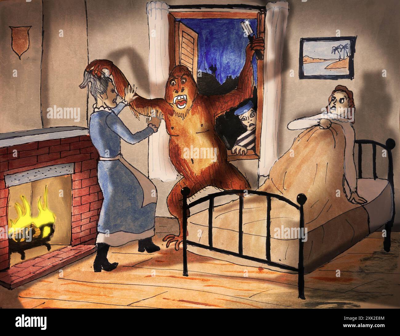 From the Poe short story "Murders in the Rue a savage orangutan