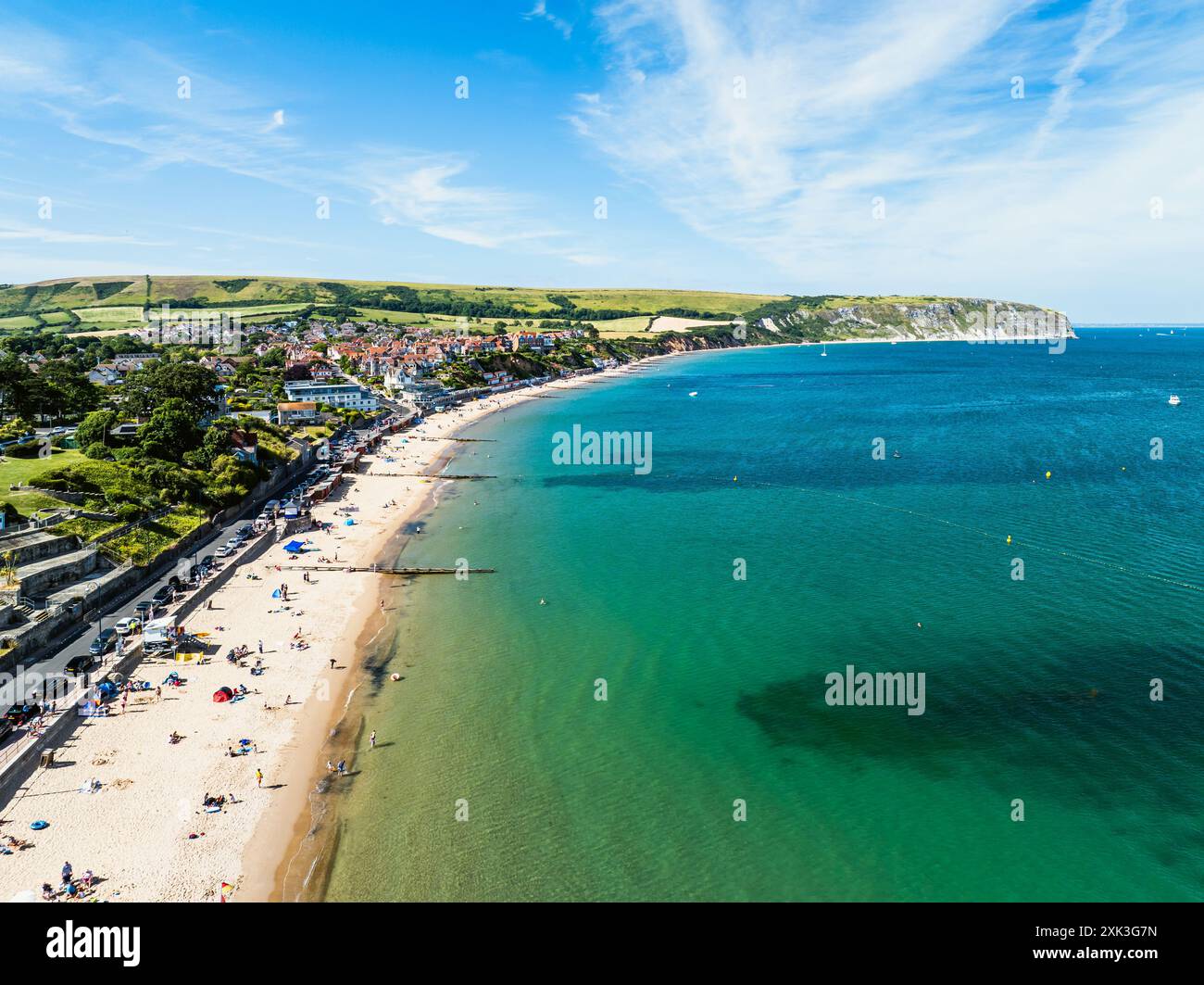 Swanage And Swanage Bay From A Drone Jurassic Coast Dorset Coast 
