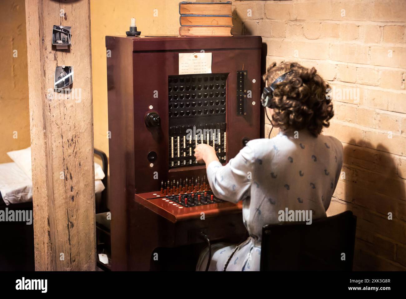 LONDON, United Kingdom — Inside the historic Churchill War Rooms, the underground complex that served as the British government command center during World War II, showcasing the Cabinet War Room and the Map Room preserved in their original condition. Stock Photo