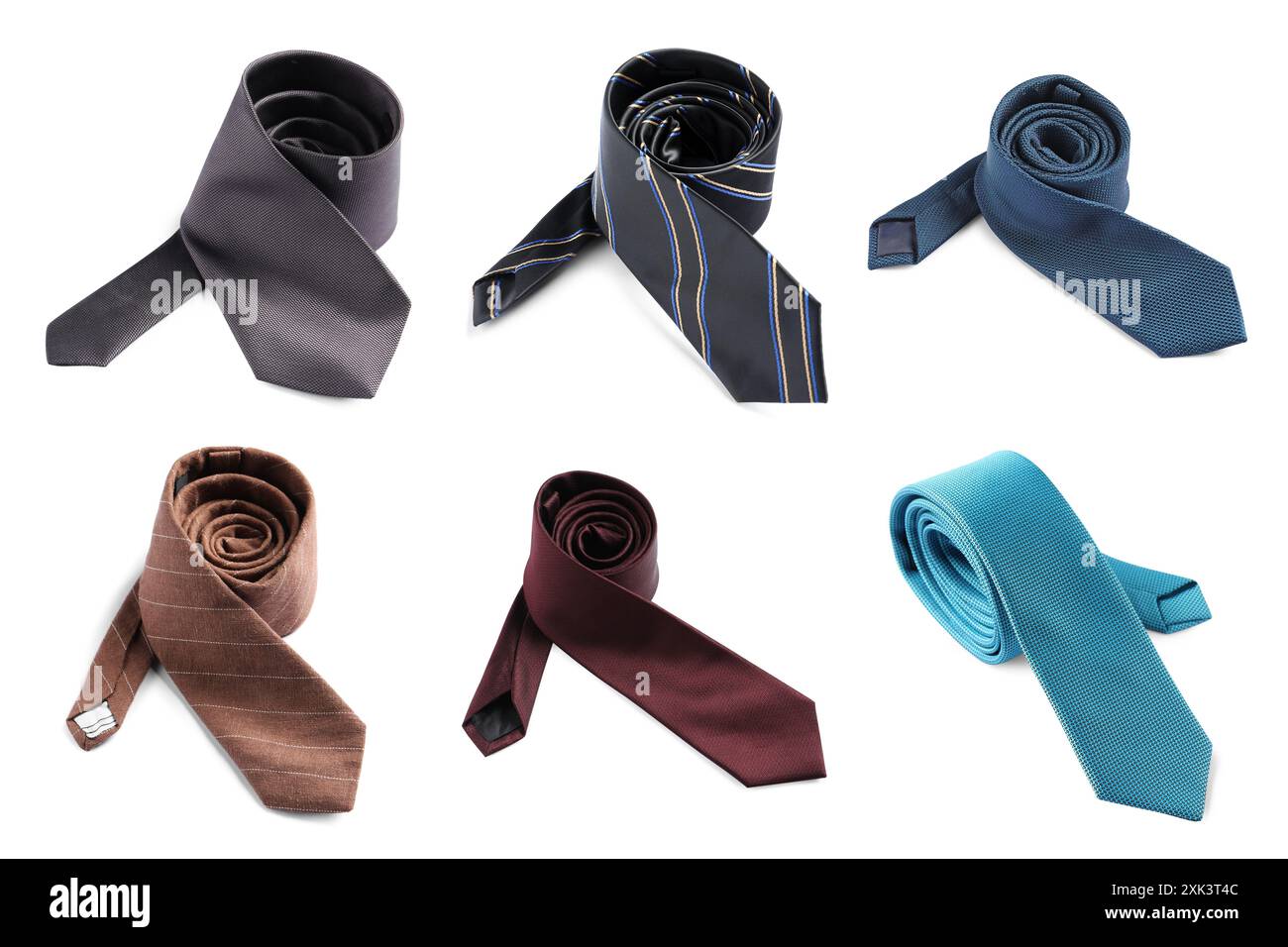 Many different ties isolated on white, set Stock Photo