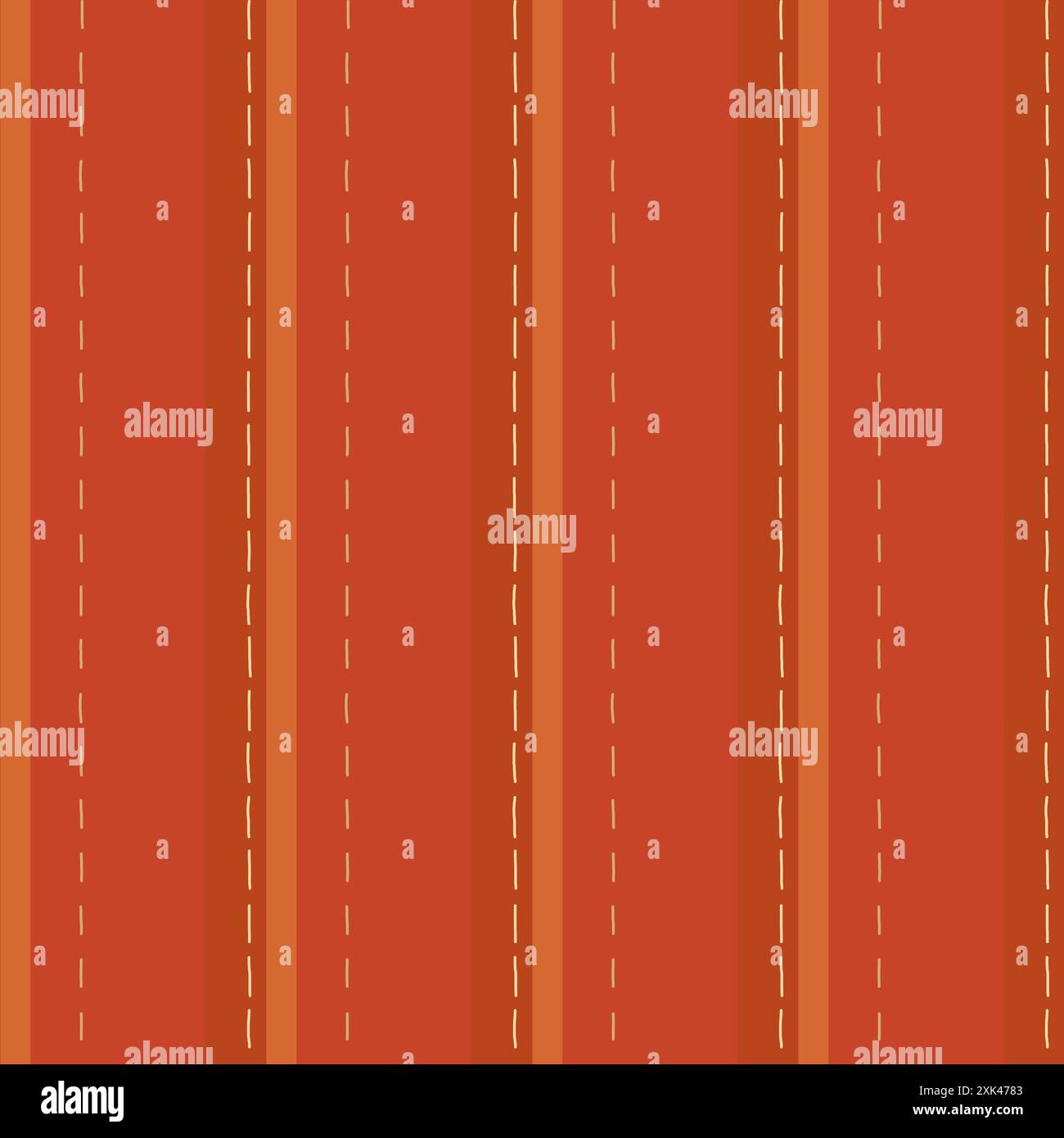 Red vertical striped seamless pattern with hand drawn dashed stitches Stock Vector
