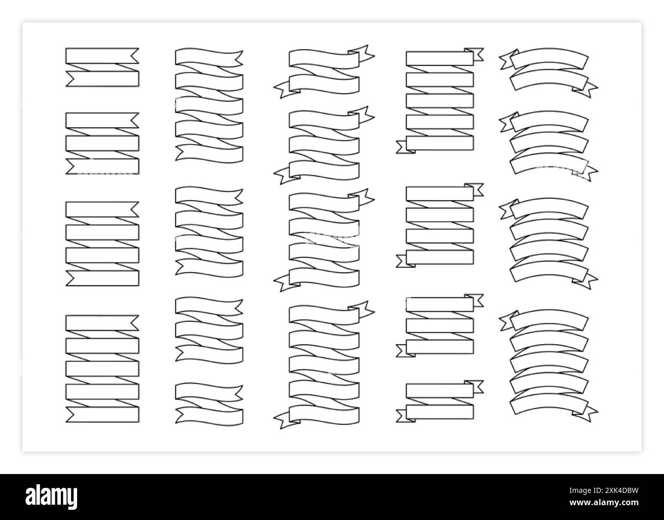 Blank label contour ribbon vector set illustration. Big collection of ...